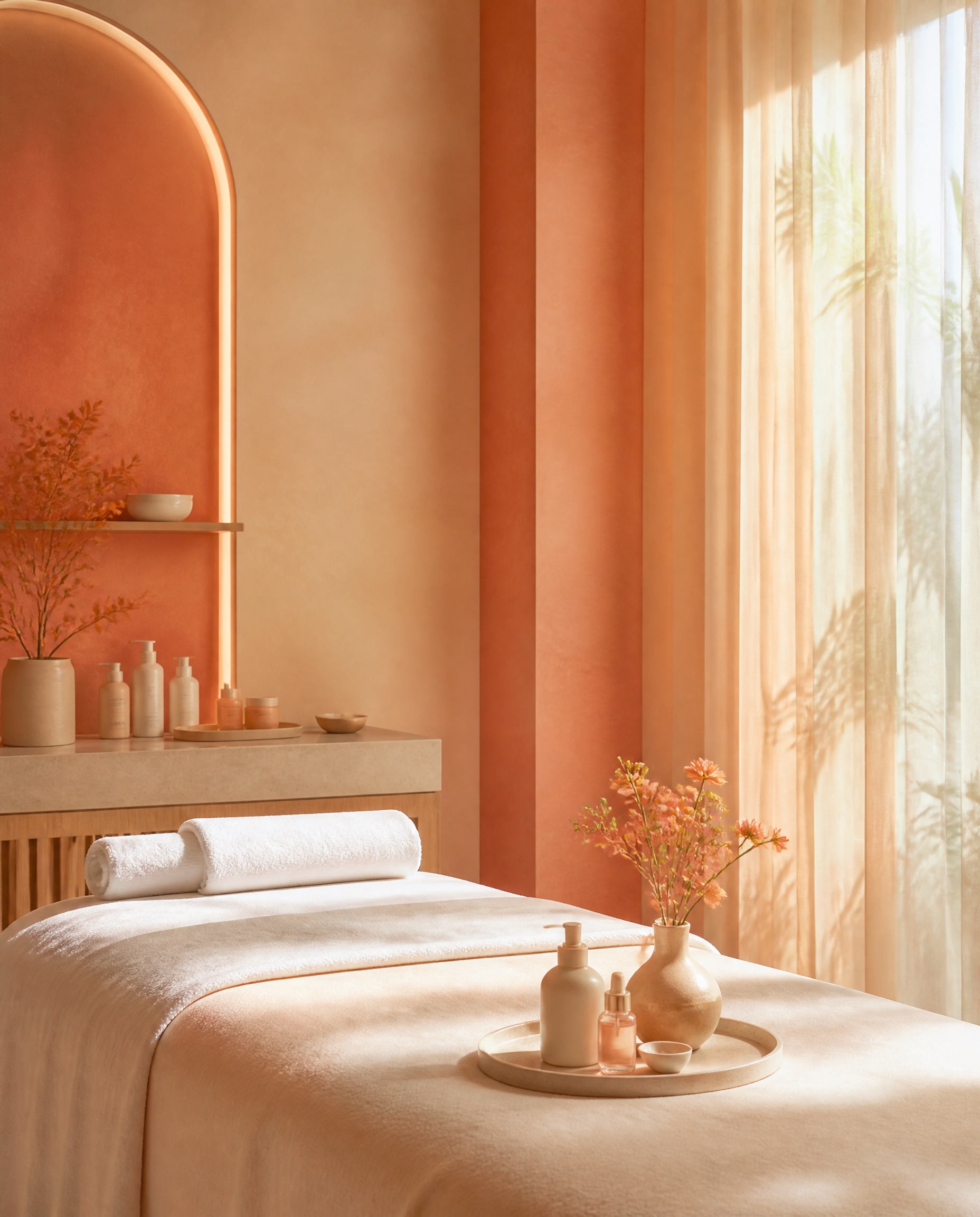 Không gian spa Lixir Beauty Spa với ánh sáng ấm và hoa mềm mại